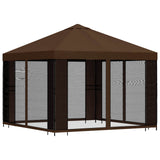 Gazebo da giardino con pareti laterali 3 x 3 m Marrone