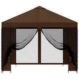 Gazebo da giardino con pareti laterali 3 x 3 m Marrone