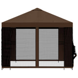 Gazebo da giardino con pareti laterali 3 x 3 m Marrone