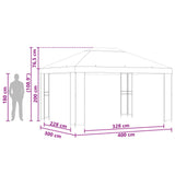 Gazebo 4  3 m Marrone Poliestere e Acciaio 190 gsm