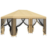 Gazebo da giardino con pareti laterali 4  3 m Crema