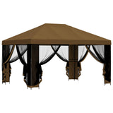 Gazebo da giardino con pareti laterali 4  3 m Tortora