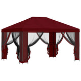Gazebo da giardino con pareti laterali 4  3 m Borgogna