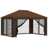Gazebo da giardino con pareti laterali 4  3 m Marrone