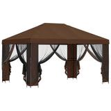 Gazebo da giardino con pareti laterali 4  3 m Marrone