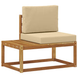 Divano da Esterno con cuscino 2 Pezzo Naturale e Beige