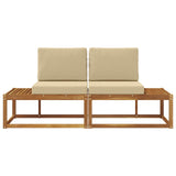 Divano da Esterno con cuscino 2 Pezzo Naturale e Beige