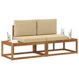 Divano da Esterno con cuscino 2 Pezzo Naturale e Beige