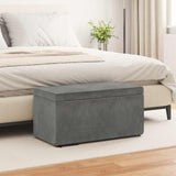 Pouf Grigio scuro Velluto e Legno Ingegnerizzato