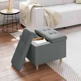 Pouf contenitore Grigio scuro 60 x 60 x 45 cm Tessuto