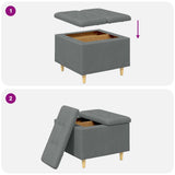 Pouf contenitore Grigio scuro 60 x 60 x 45 cm Tessuto