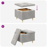 Pouf contenitore Grigio chiaro 60 x 60 x 45 cm Velluto
