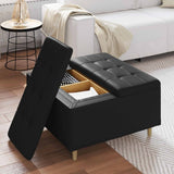 Pouf contenitore Nero 80 x 80 x 45 cm Pelle sintetica