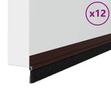 Spazzole per porte autoadesive 12 pcs Marrone 100 cm