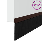 Spazzole per porte autoadesive 12 pcs Marrone 100 cm