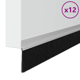 Spazzole per porte autoadesive 12 pcs Argento 100 cm