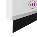 Spazzole per porte autoadesive 12 pcs Argento 100 cm