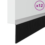 Spazzole per porte autoadesive 12 pcs Argento 100 cm