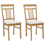 Sedia da pranzo 2 pcs Naturale e chiaro Legno di gomma solido