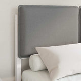 Letto con Testiera Rivestita Grigio chiaro 120 x 190 cm