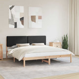 Letto con Testiera Rivestita Nero 200 x 200 cm Pino massello