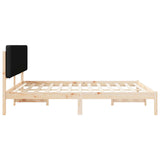 Letto con Testiera Rivestita Nero 200 x 200 cm Pino massello