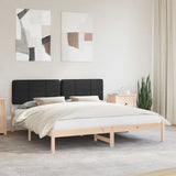 Letto con Testiera Rivestita Nero 200 x 200 cm Pino massello