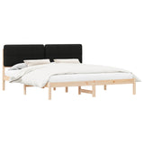 Letto con Testiera Rivestita Nero 200 x 200 cm Pino massello