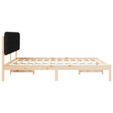 Letto con Testiera Rivestita Nero 200 x 200 cm Pino massello