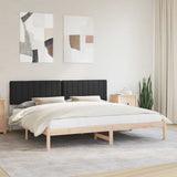 Letto con Testiera Rivestita Nero 200 x 200 cm Pino massello