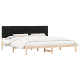 Letto con Testiera Rivestita Nero 200 x 200 cm Pino massello