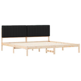 Letto con Testiera Rivestita Nero 200 x 200 cm Pino massello