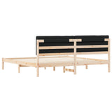 Letto con Testiera Rivestita Nero 200 x 200 cm Pino massello