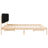 Letto con Testiera Rivestita Nero 200 x 200 cm Pino massello