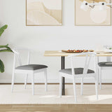 Sedia da pranzo 2 pcs Bianco e Grigio Legno di gomma solido
