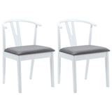 Sedia da pranzo 2 pcs Bianco e Grigio Legno di gomma solido