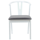 Sedia da pranzo 2 pcs Bianco e Grigio Legno di gomma solido