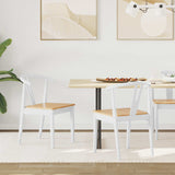 Sedia da pranzo 2 pcs Bianco e Naturale Legno di gomma solido