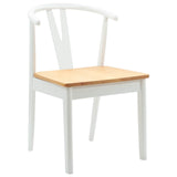 Sedia da pranzo 2 pcs Bianco e Naturale Legno di gomma solido