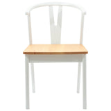 Sedia da pranzo 2 pcs Bianco e Naturale Legno di gomma solido
