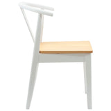 Sedia da pranzo 2 pcs Bianco e Naturale Legno di gomma solido