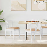 Sedia da pranzo 2 pcs Bianco e marrone Legno di gomma solido