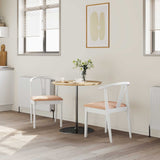 Sedia da pranzo 2 pcs Bianco e marrone Legno di gomma solido