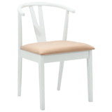 Sedia da pranzo 2 pcs Bianco e marrone Legno di gomma solido