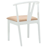 Sedia da pranzo 2 pcs Bianco e marrone Legno di gomma solido