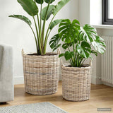 Cestino per piante 2 pz Grigio naturale Rattan Lacak