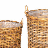 Cestino per piante 2 pz Marrone Naturale Rattan Kubu