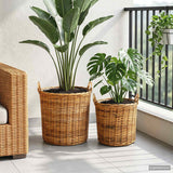 Cestino per piante 2 pz Marrone Naturale Rattan Kubu