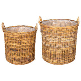 Cestino per piante 2 pz Marrone Naturale Rattan Kubu