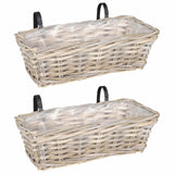 Cestino Appendibile per Piante 2 pz Grigio naturale Rattan Kubu